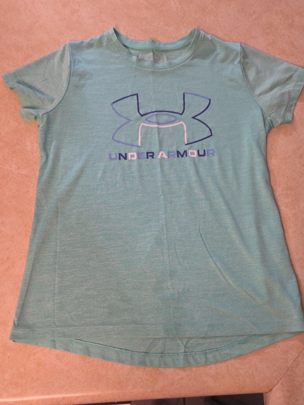 Under Armour Girls' Teal/Light Blue Logo Short Sleeve Tee